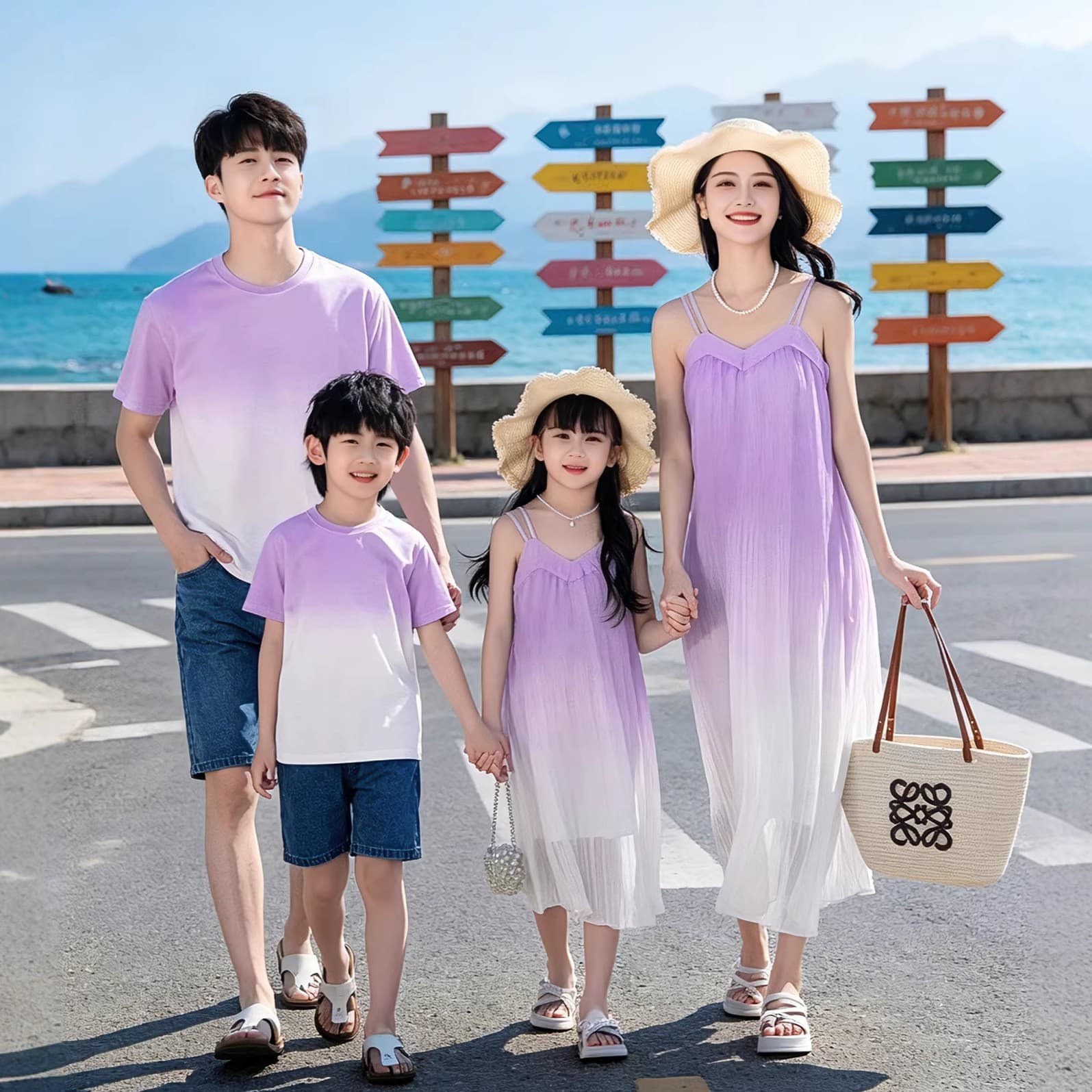 Sanya Beach Vacation Mother and Daughter Dresses Gradient Sling Dress High-end Parent-child Set Summer Western-style Home Decoration