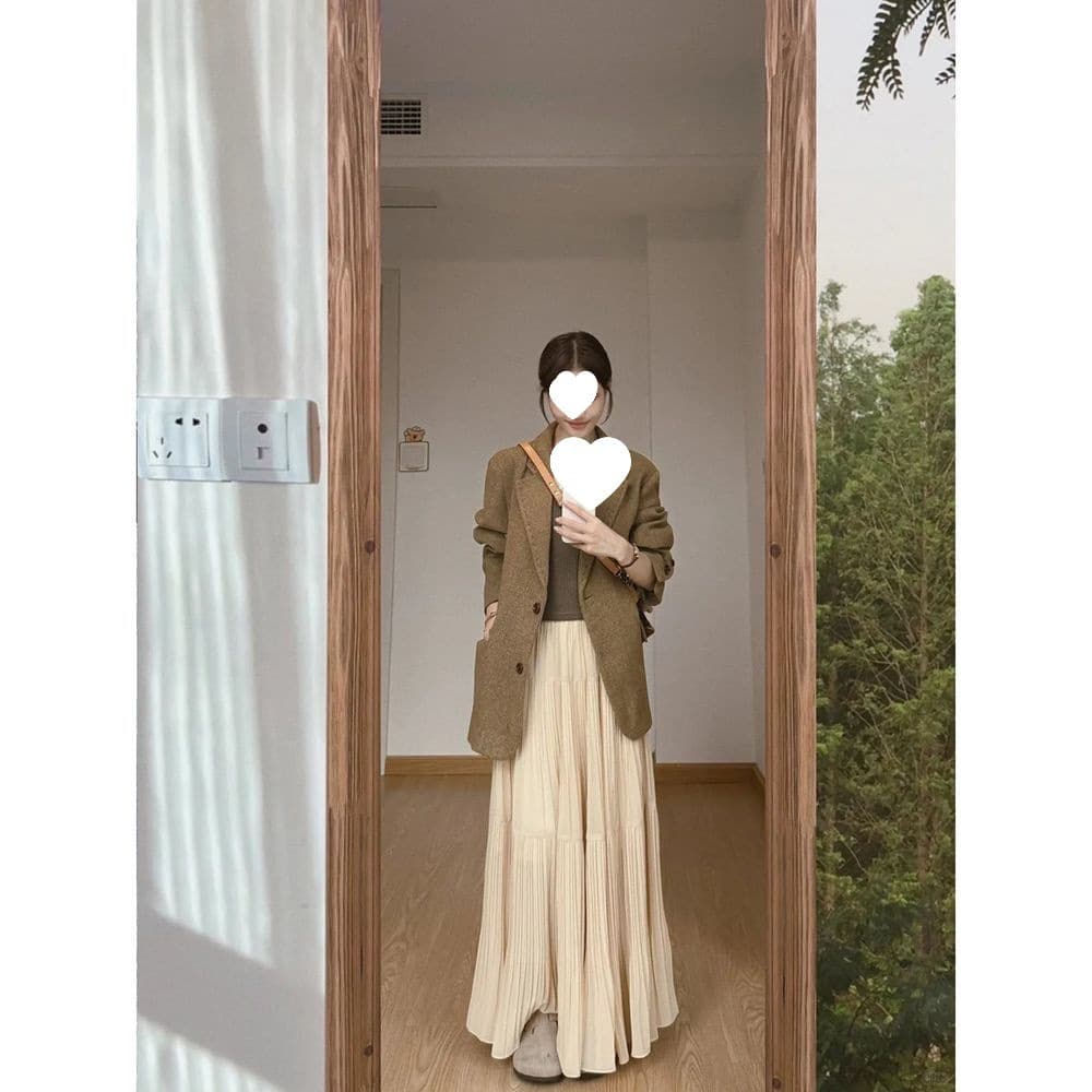 Early Autumn Full Outfit Khaki Blazer for Women, Autumn New Arrival Korean-style Slimming Elegant Suit Top