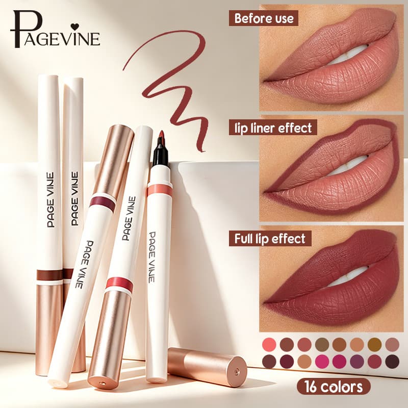 Cross-border popular makeup lip liner lip gloss two-in-one dual-use waterproof long-lasting lip plumping mud liquid lipstick