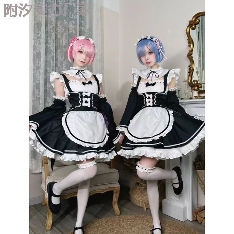 Re:Zero - Starting Life in Another World Ram Rem Maid Cosplay Costume Full Set Cosplay Clothing for Girls Lolita Style