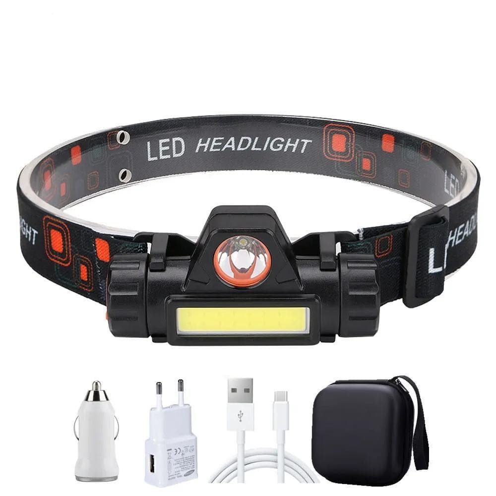 Mini Super Bright Headlamp Dual Beam COB+XPE Emergency Headlamp Dual Light Source with Magnet Head-Mounted Flashlight