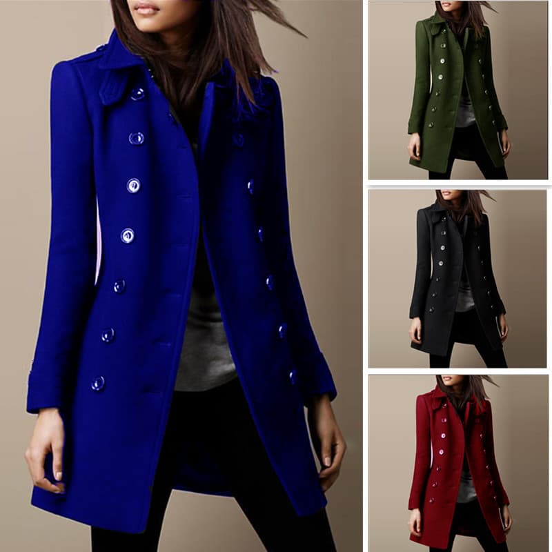 In Stock 2024 Foreign Trade Autumn/Winter New Wool Independent Site Women's Coat Mid-length Wool Coat European Amazon