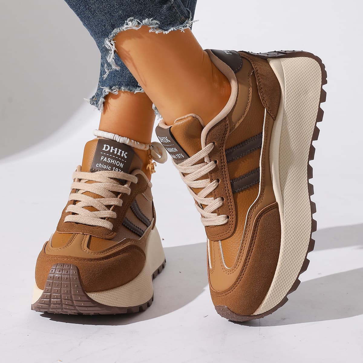 Large Size German Training Shoes for Women, Fashionable Korean Style Thick-Soled Sneakers, Comfortable and Versatile Women's Sports Shoes, German Training Shoes