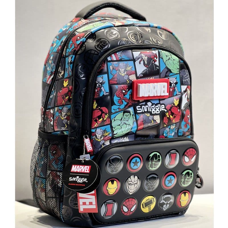 Smiggle Marvel Backpack Superhero Boys School Bag Iron Man Spider-Man Student 1-6 Grade Double Shoulder Bag