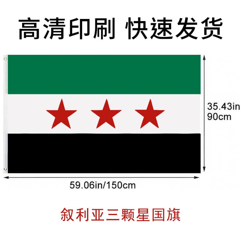 Factory direct Syrian flag 90*150 multi-size polyester fabric plastic flagpole parade outdoor election flag