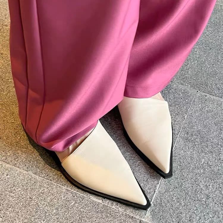 2023 Spring Summer New All-Match Outerwear Single-Layer Shoes Elegant Socialite Half-Drag All-Match French Flat Pointed Slippers