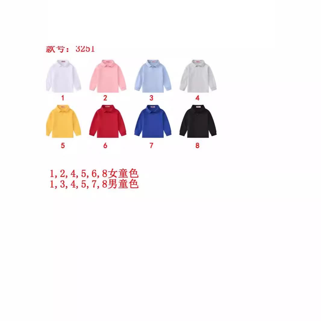 Autumn New Children's Clothing Cute Collared Long-Sleeved Polo Shirt T-Shirt Solid Color Versatile Fresh Casual Top Wholesale