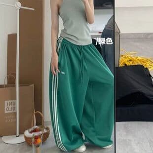 Summer Thin American High-Street Straight Wide-Leg Pants Women Three-Stripe Casual Dance Loose Sweatpants Jazz Dance Pants
