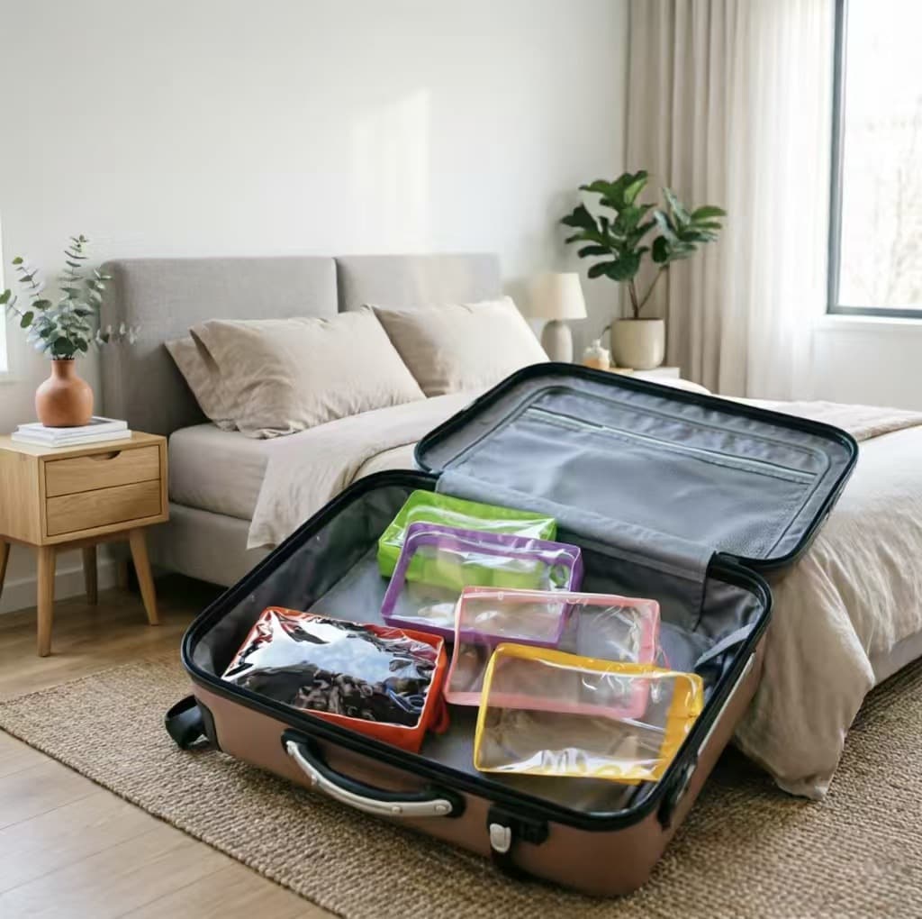pvc transparent color packaging bag swimsuit and trunks cosmetic bag towel socks daily storage bag zipper visual bag