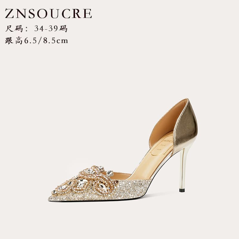 708-K61 Wedding Shoes Summer High Heels Main Wedding Dress Minimalist Chic 2026 New Rhinestone Sandals High Heels