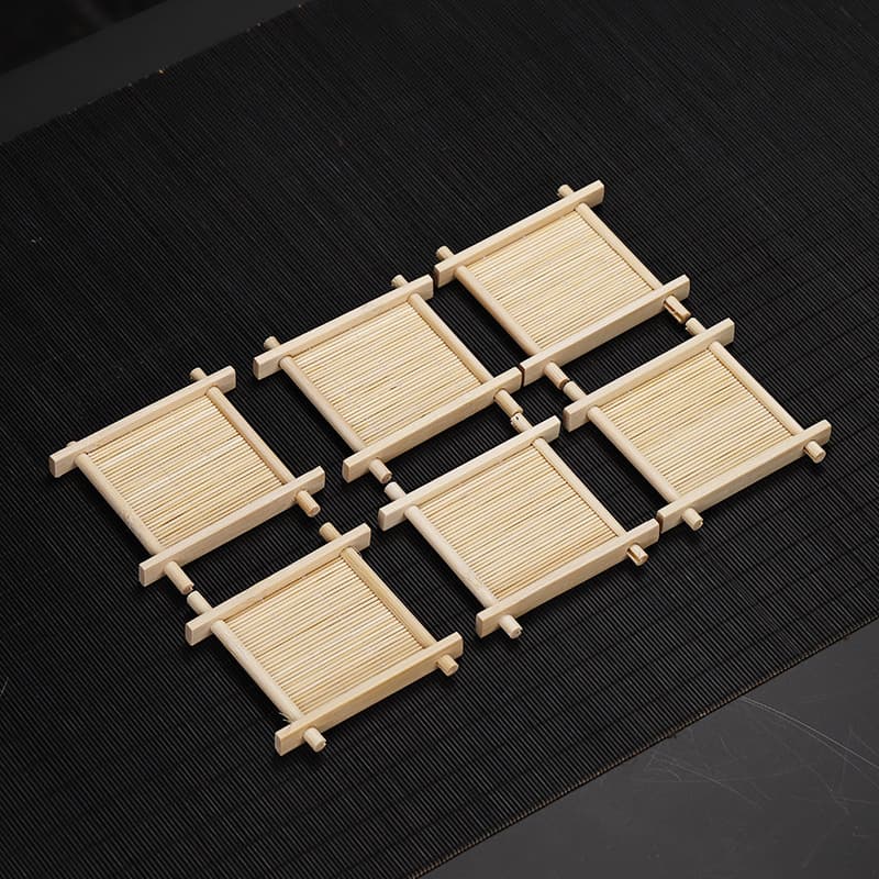 Bamboo Cup Coaster, Grid Tea Coaster, Heat Insulation Mat, Small Decorative Mat, Table Mat, Pastry Biscuit Mat, Tea Ceremony Accessories