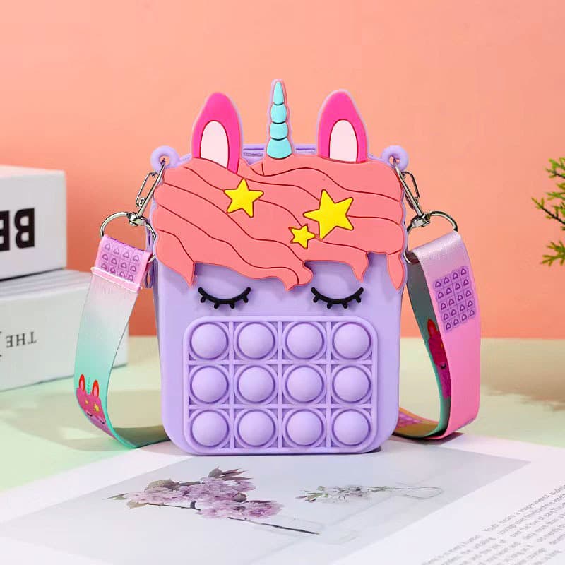 Children's Unicorn Crossbody Silicone Coin Purse Rodent Pioneer Press Cute Princess Small Purse Wholesale Bag