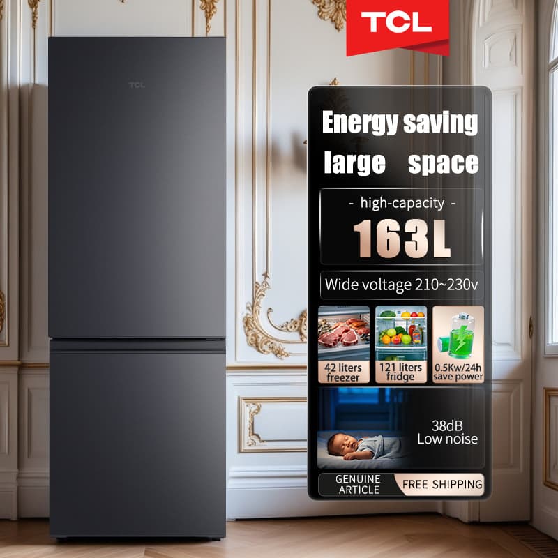 TCL Double Door Refrigerator Energy Saving Fridge 171 Liters