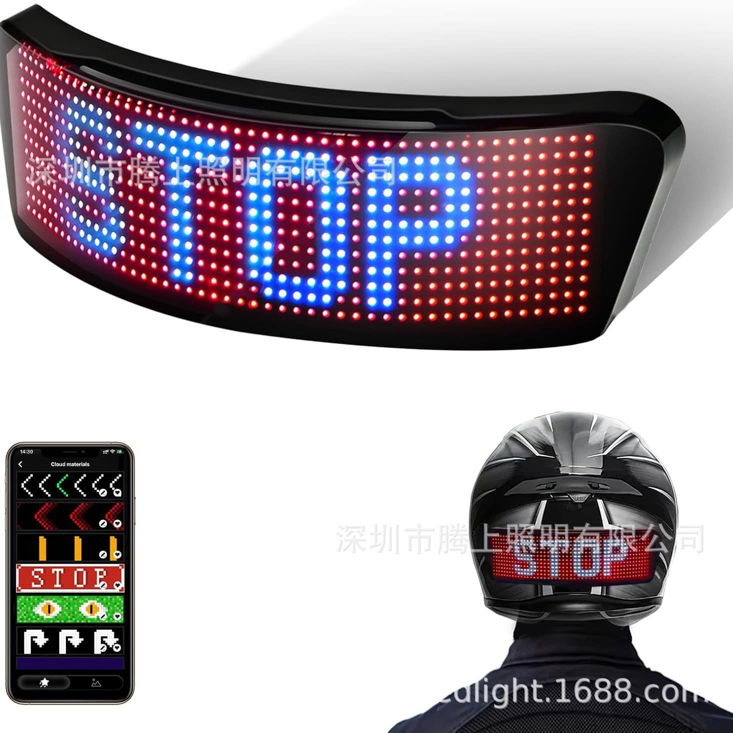 Cross-Border Motorcycle Luminous Helmet Screen Bicycle Motorcycle Cycling Full-Color Light App Editing Bluetooth Led Display