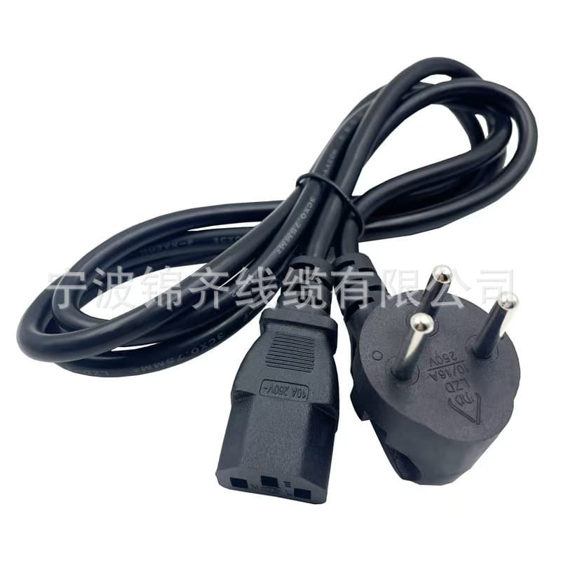 Israeli Three-Prong Power Cord with C13 Connector, Three-Hole Laptop Adapter, Monitor Projector Power Cable