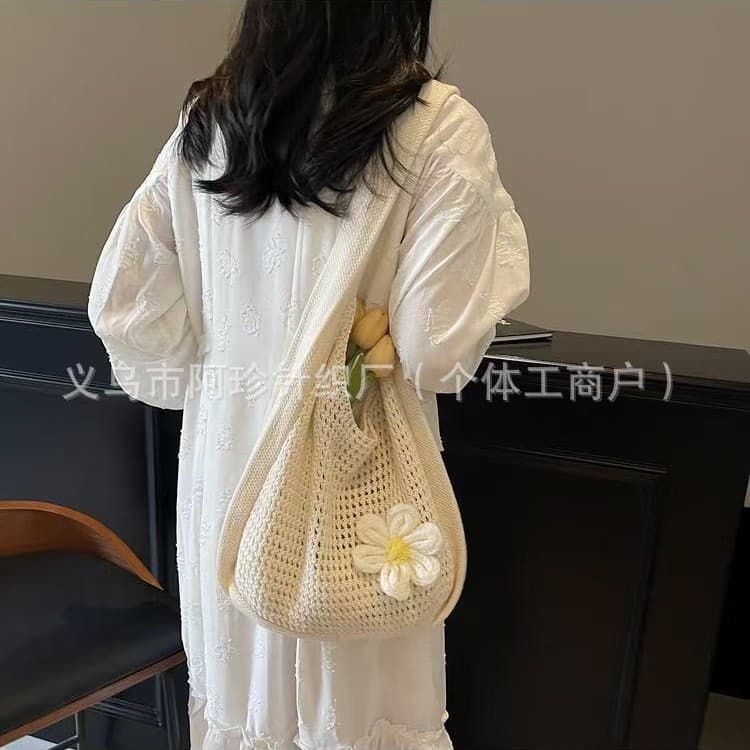 Beach Vacation Style Straw Woven Bag 2026 New Shoulder Bag Summer Straw Woven Tote Bag Large Capacity Hand-Woven Bag