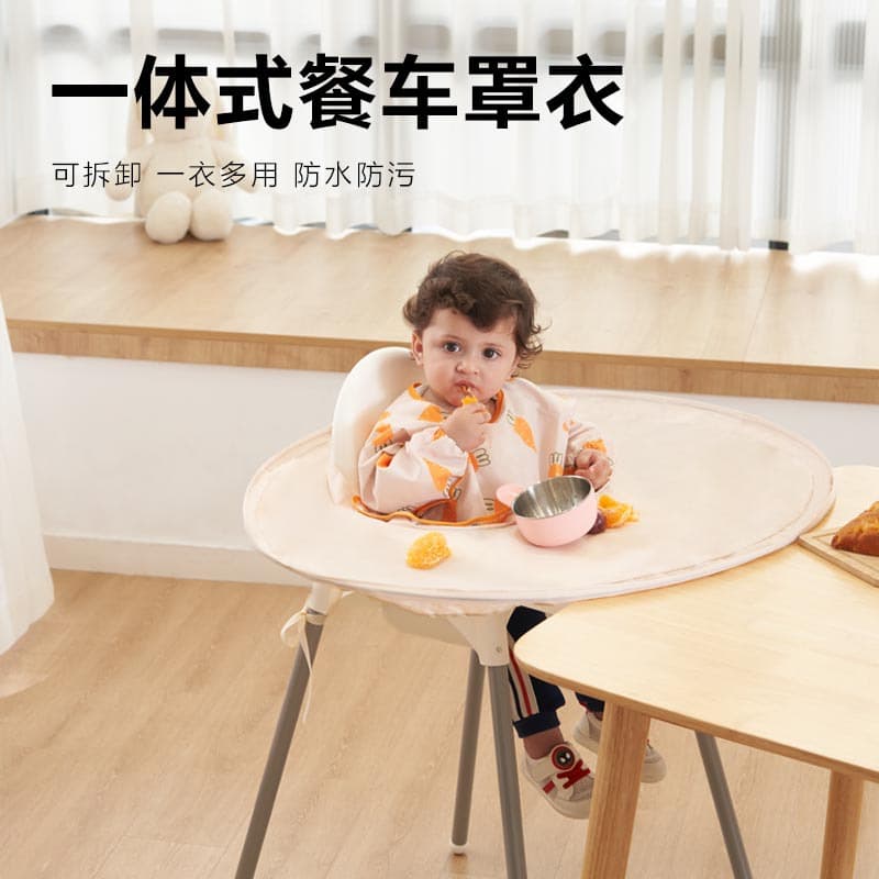 Baby All-in-One Anti-Soil Table Mat, High Chair Dining Helper, Bib Tray, Infant Toddler Smock, Spring/Summer Style
