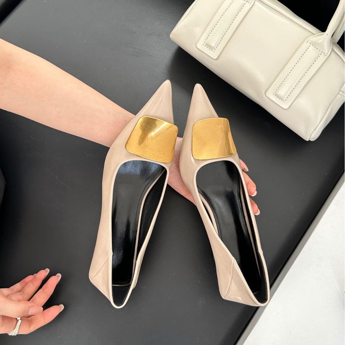 2026 Women's Spring New Fashion High Heels, Premium Soft Leather Shallow Mouth Kitten Heels, Versatile Single Shoes