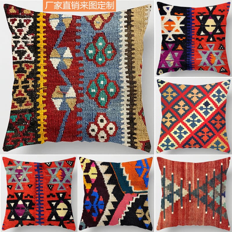 Cross-border geometric abstract ethnic Persian pillow case for homestay hotel decoration sofa pillow linen pillow wholesale