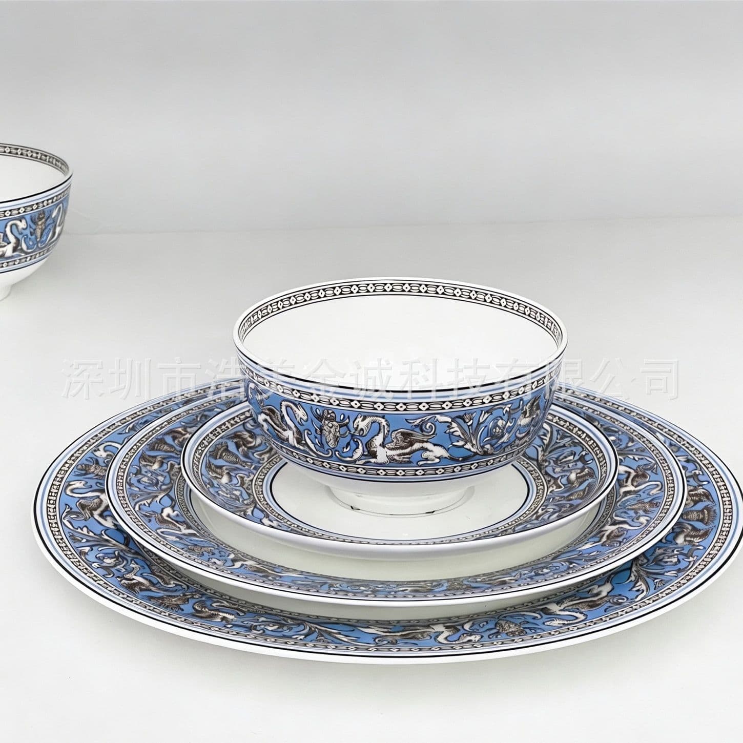 Hotel Kitchen Dining Ceramic Plate, Porcelain Bowl, Restaurant Private Room Bone China Tableware Set, Home Bowl and Plate