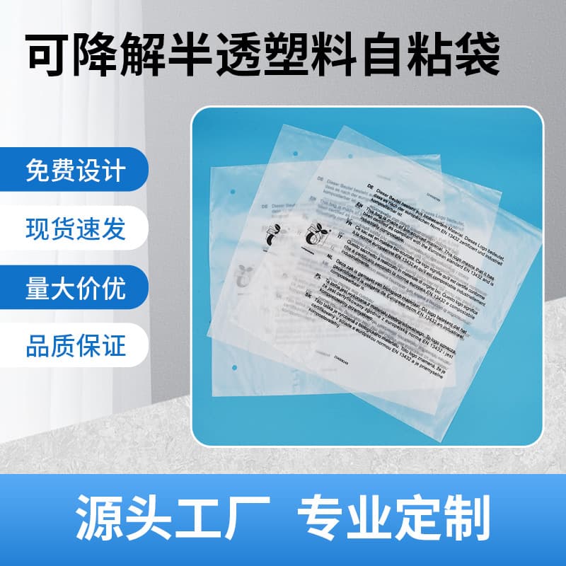 Corn starch bag semi-permeable degradable clothing bag PLA biodegradable self-adhesive bag degradable plastic packaging bag customization