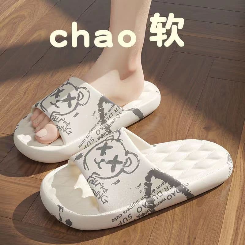 Flat Bottom Slippers for Women 2025 New Summer Home Bathroom Shower Slippers Men Outdoor Beach Couple One-Strap Slippers
