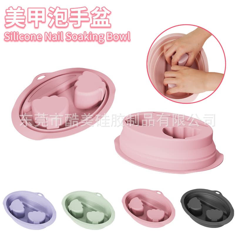 Silicone Nail Soaking Bowl Double Finger Soaking Dish Nail Soaking Container for Gel Nail Polish Removal