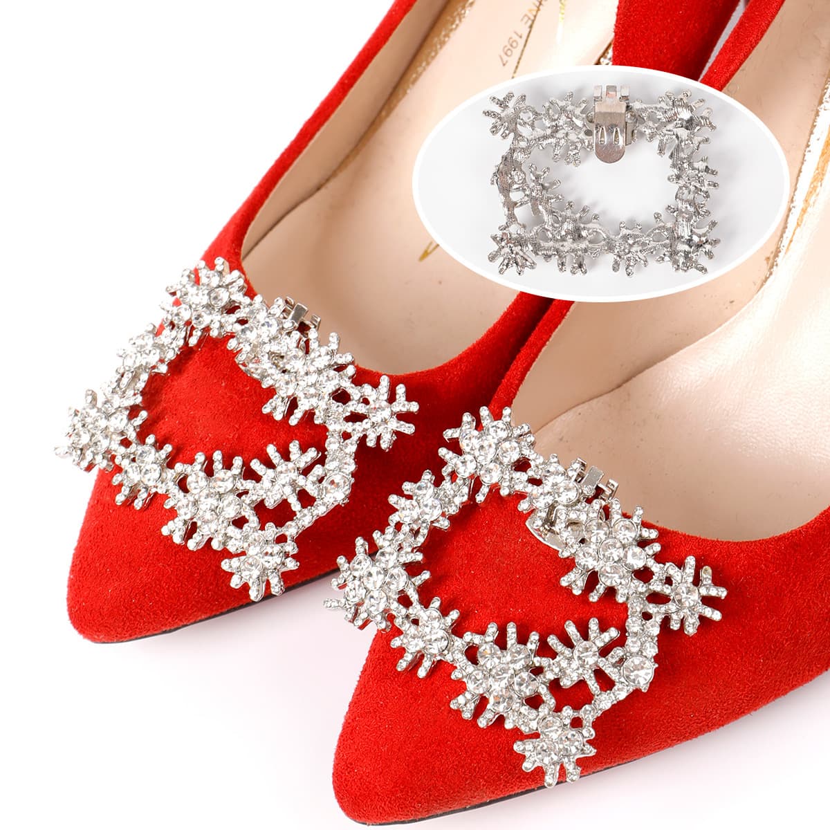 Removable Metal Shoe Decoration Accessories Shoe Embellishment Shoe Buckle Shoe Toe Rhinestone Ornament Diamond Buckle