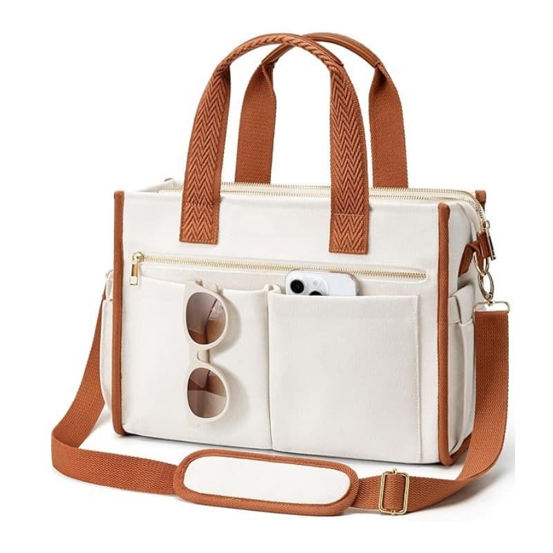 Cross-border Women's Canvas Tote Bag Large Shoulder Bag Laptop Bag for Teacher Work Travel College