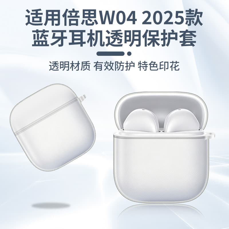 For Baseus W04 2025 Bluetooth Earbuds Case Transparent Shell Color Print Cartoon Design Soft Cover Custom Image Available