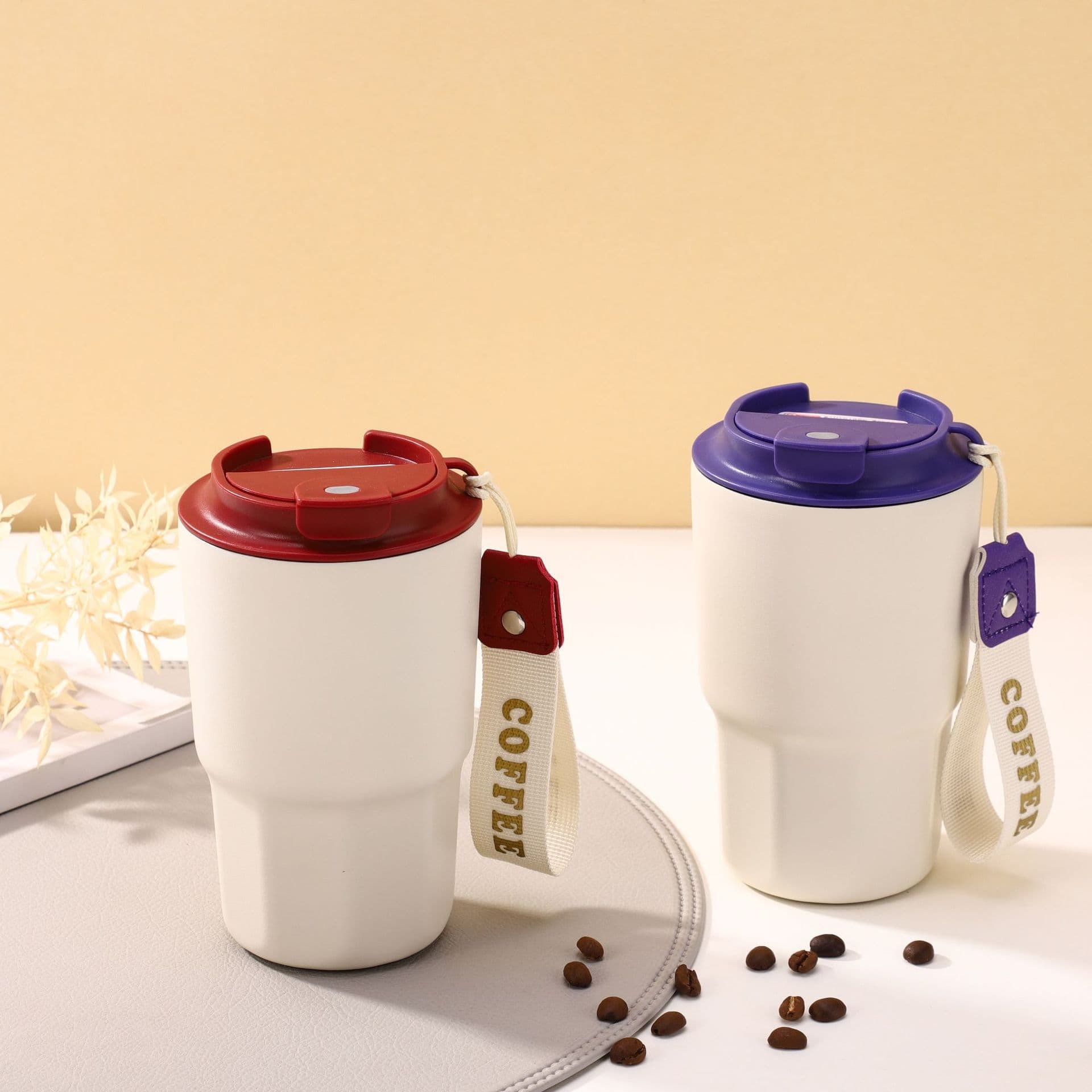 316 stainless steel thermos cup for men and women, simple, high-looking, double-drink coffee cup, portable car-mounted water cup
