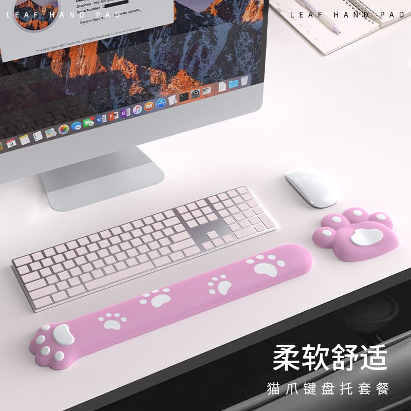Cat Paw Keyboard Wrist Rest with Memory Foam Mouse Wrist Pad, Essential Desktop Accessory for Typing Wrist Support