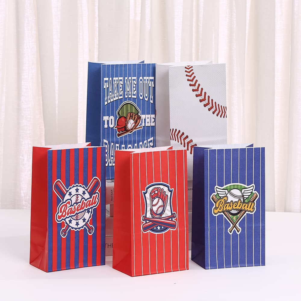 Kraft Paper Bag Wholesale Party Candy Bags Takeout Bags Baseball Tote Bags Food Bags Printed Shopping Bags