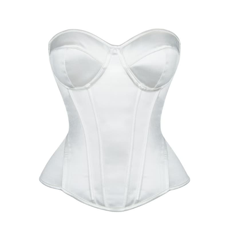 Cross-border Wedding Dress Corset Bustier Shapewear Simple Pure White Invisible Longline Tummy Control Court Corset