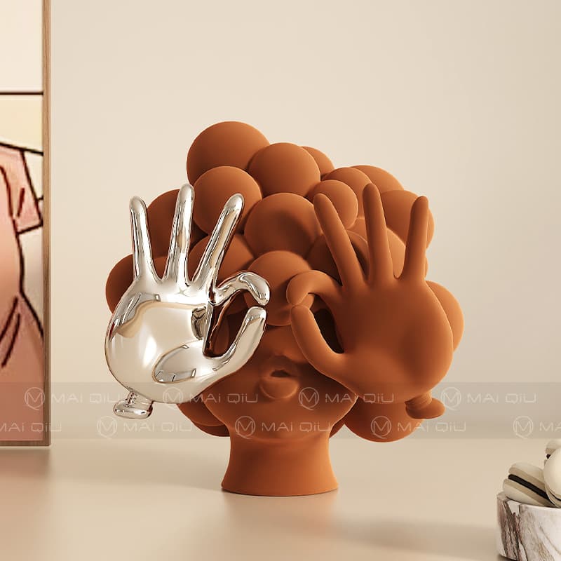 Jiangshisan [Original Design] Premium Flocked Abstract Figure Sculpture Art, Luxury Niche Decorative Piece