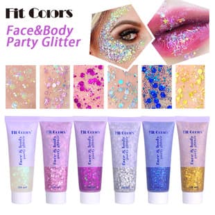 Fit Colors Glitter Gel Mermaid Scales Face Body Lip Glitter Eyeshadow, Iridescent Stage Makeup