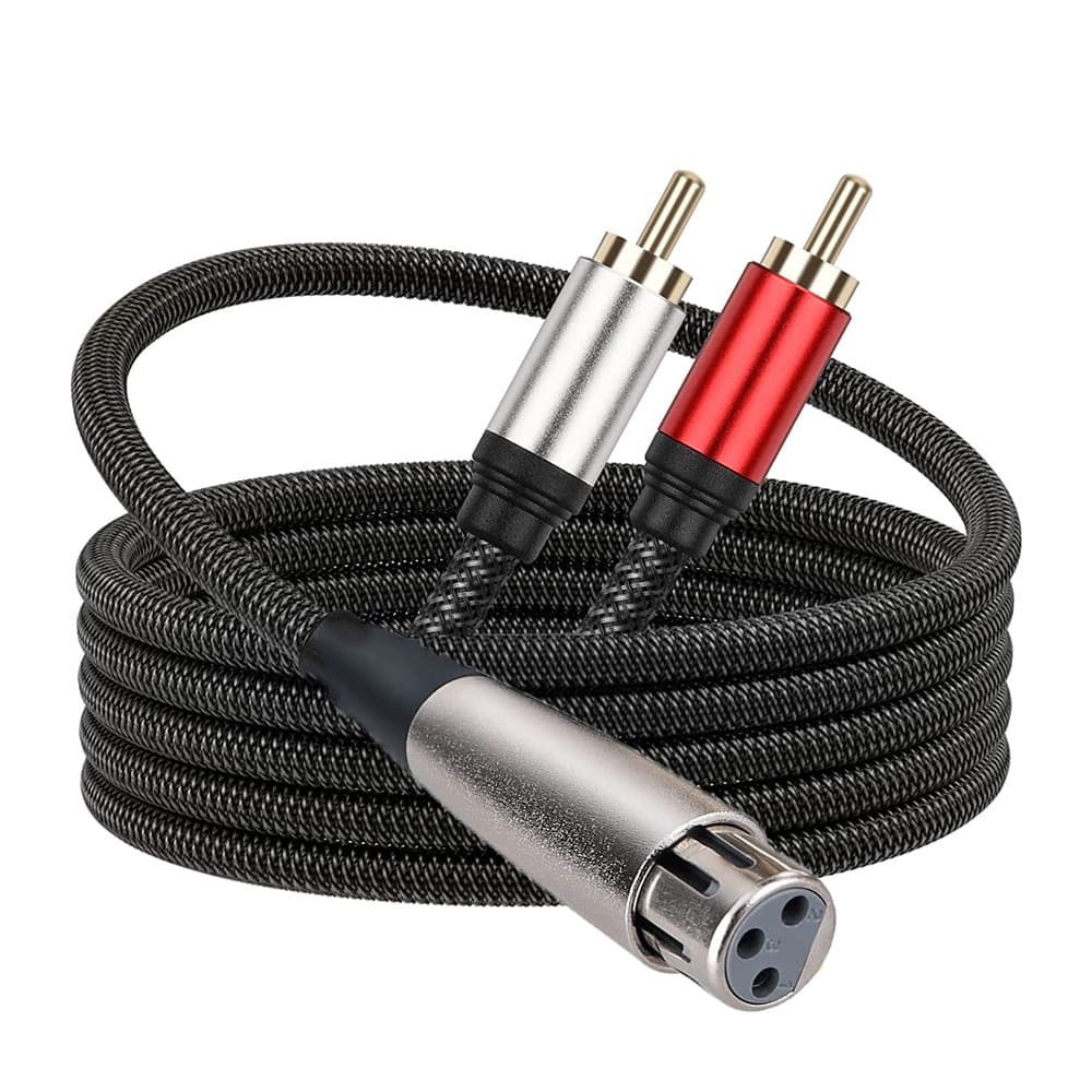 New 3-Pin XLR Female to Dual RCA Microphone Mixer Audio Cable XLR to 2RCA