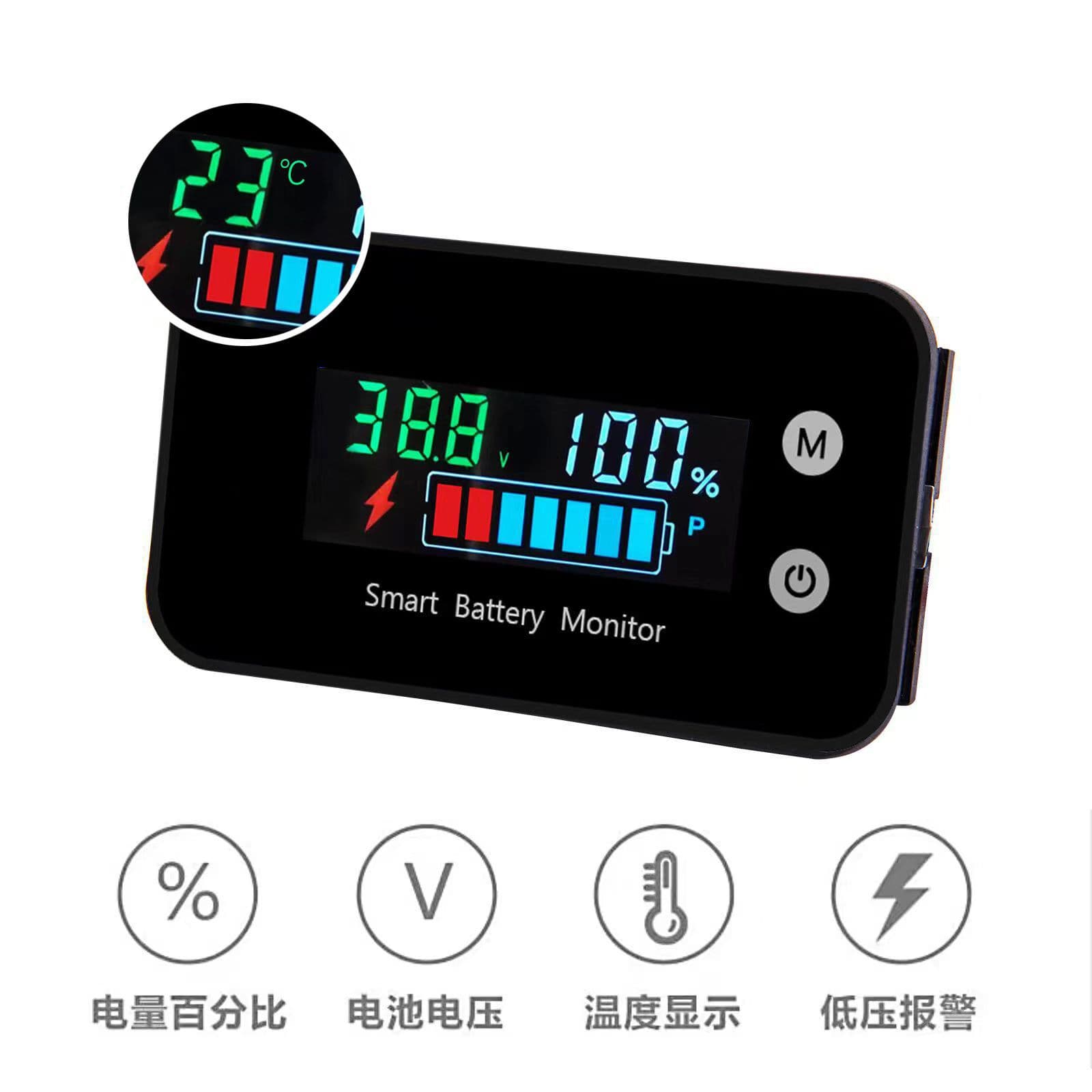 IPX7 Waterproof Voltage Battery Level Monitor for Lead-Acid and Lithium Batteries, Electric Vehicle, Car, Motorcycle Battery Tester