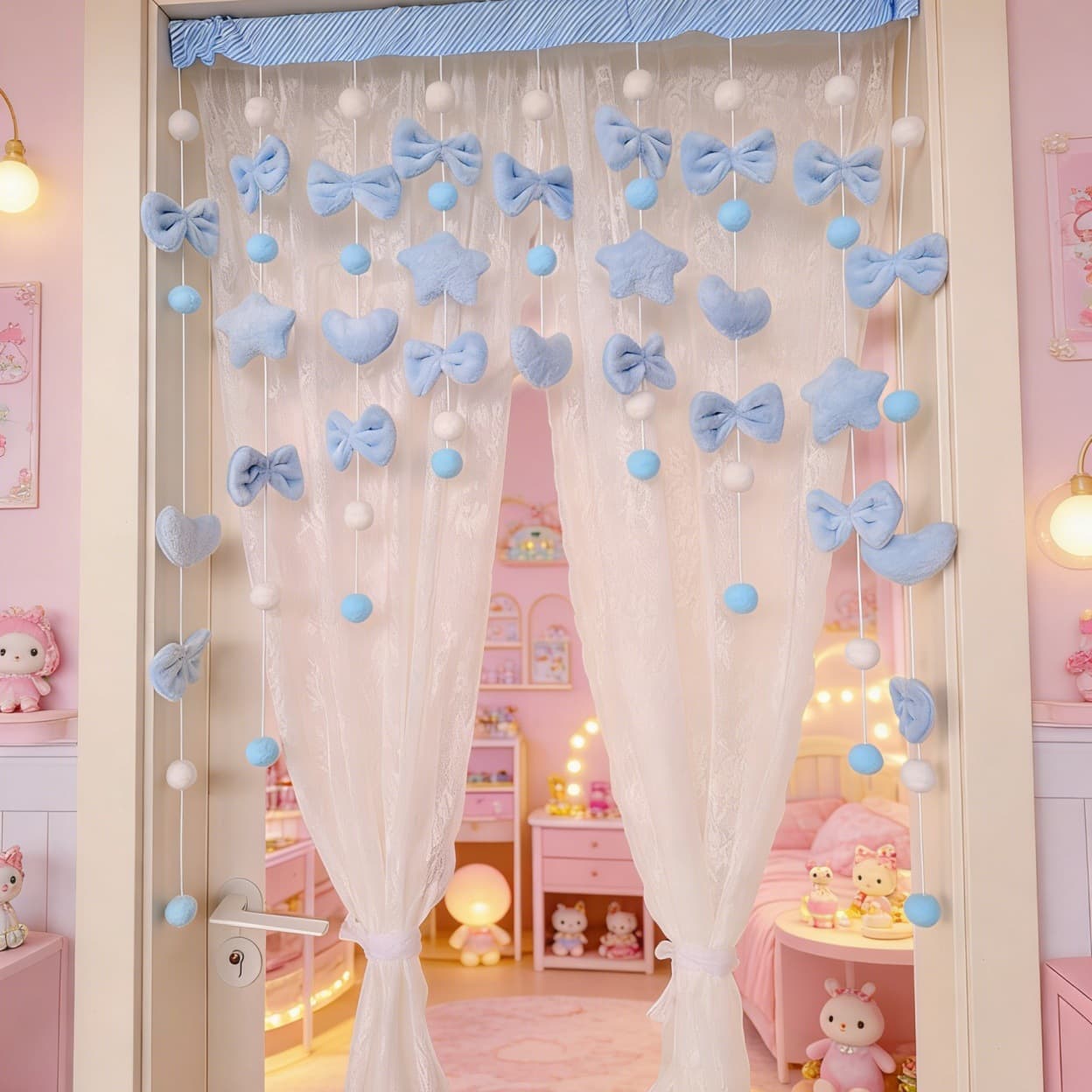 Trendy Decorative Partition Curtain for Boys and Girls, Dormitory Essential, No-Drilling Feng Shui Curtain, Universal Door Curtain