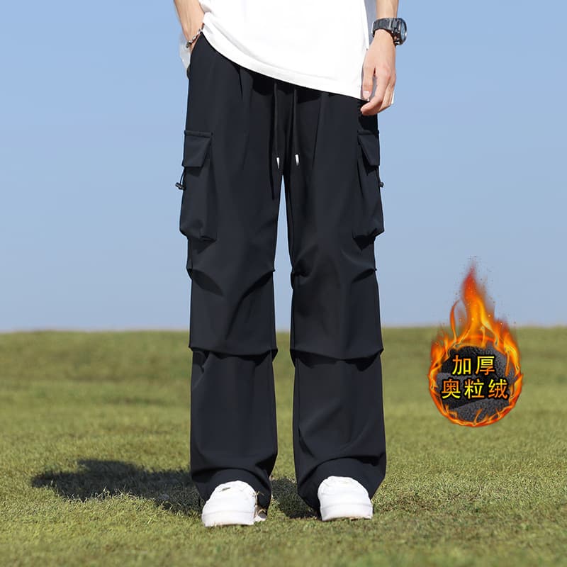 JYF-A109 Fleece-Lined Straight-Leg Trendy Brand Wide-Leg Loose Men's Style