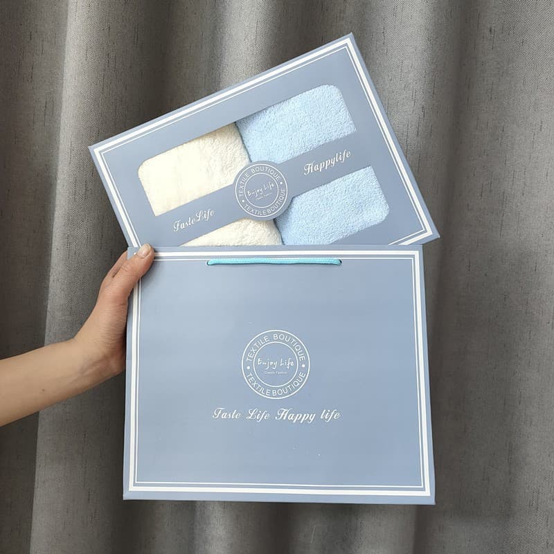 Bath Towel & Towel Set Gift Box - Coral Fleece Towel Box Return Gifts, Birthday Souvenirs with Heat-Transfer Logo