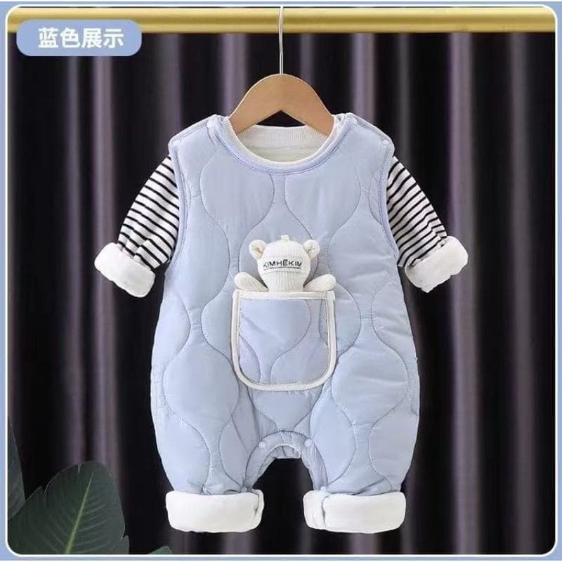 Baby suit overalls, quilted and thickened cotton clothes, baby crawling clothes, infant and toddler clothes, outdoor clothes with small dolls