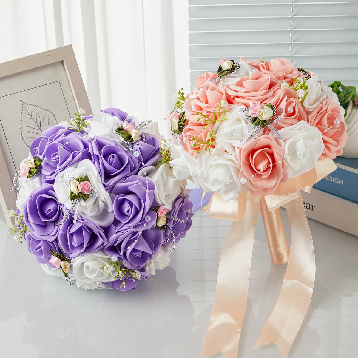 European-style Bridal Bouquet for Wedding Photography, High-end Faux Flowers for Wedding Ceremony and Marriage Registration