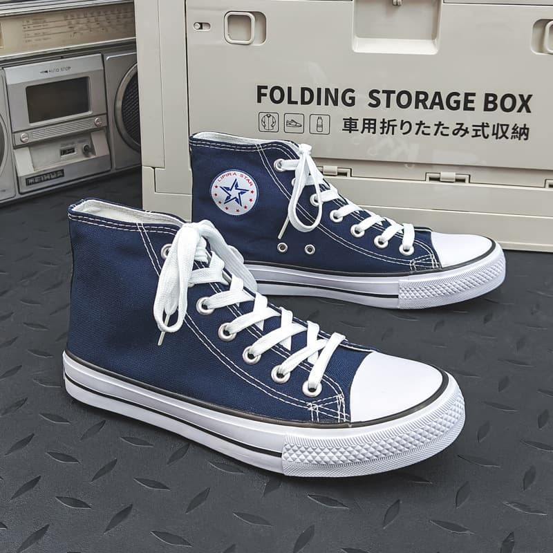 High-Top Canvas Shoes Men's Versatile Korean Style Trendy Couple Shoes, Men's Sneakers Spring New Style Casual Plimsolls Wholesale