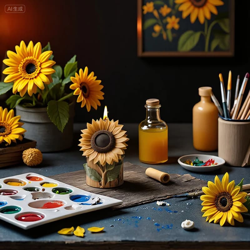 Sanxin Sunflower Aromatherapy Candle Silicone Mold DIY Creative Sunflower Trunk Shape Candle Silicone Mold