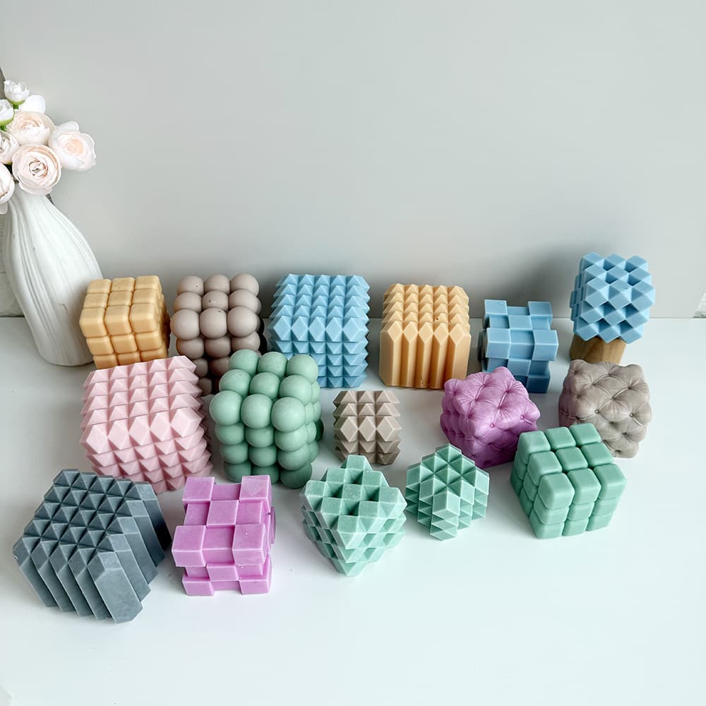 Rubik's Cube Series Scented Candle Silicone Mold DIY Rubik's Cube Magic Ball Plaster Ornament Mousse Cake Baking Mold