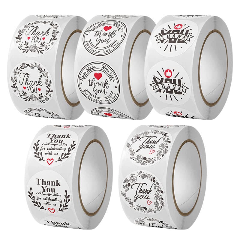 New 350 Stickers English Thank You Seal Stickers Heart Thank You Decorative Adhesive Label Thank You Seal Sticker