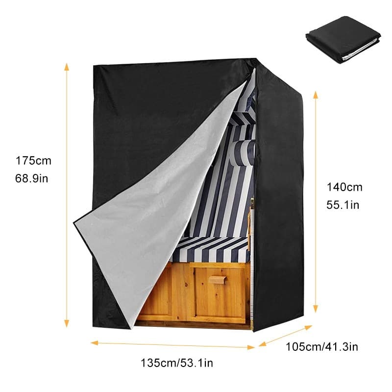 Cross-border Amazon outdoor beach chair cover, garden swing waterproof cover, black, garden rocking chair cover in stock