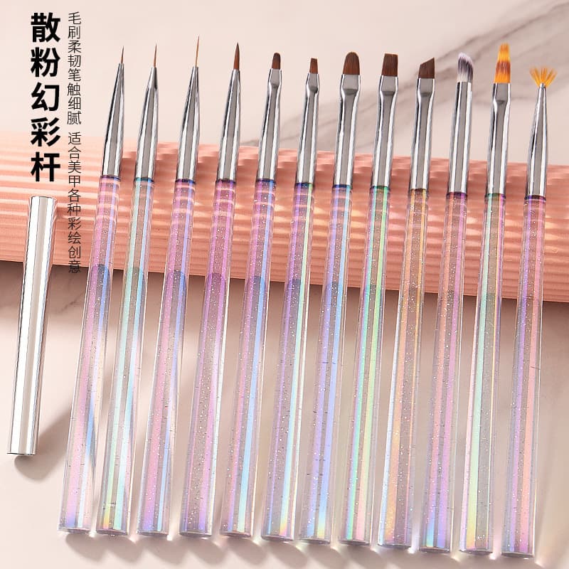Nail art pen set of 12 for beginners, light therapy pens, flower painting pens, smudge line pens, novice special brushes