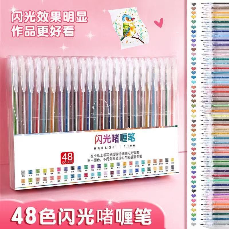 Colorful Glitter Gel Pens High Aesthetic Simple Highlighters Watercolor Pens Painting Key Points Children Sparkly Colors